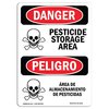 Signmission OSHA Sign, 18" H, 12" W, Aluminum, Pesticide Storage Area Bilingual Spanish, 1218-VS-1522 OS-DS-A-1218-VS-1522